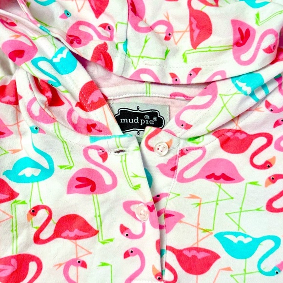 Mud Pie Flamingo Printed Baby Swim Coverup Dress with Hood 12-18M - Picture 2 of 4